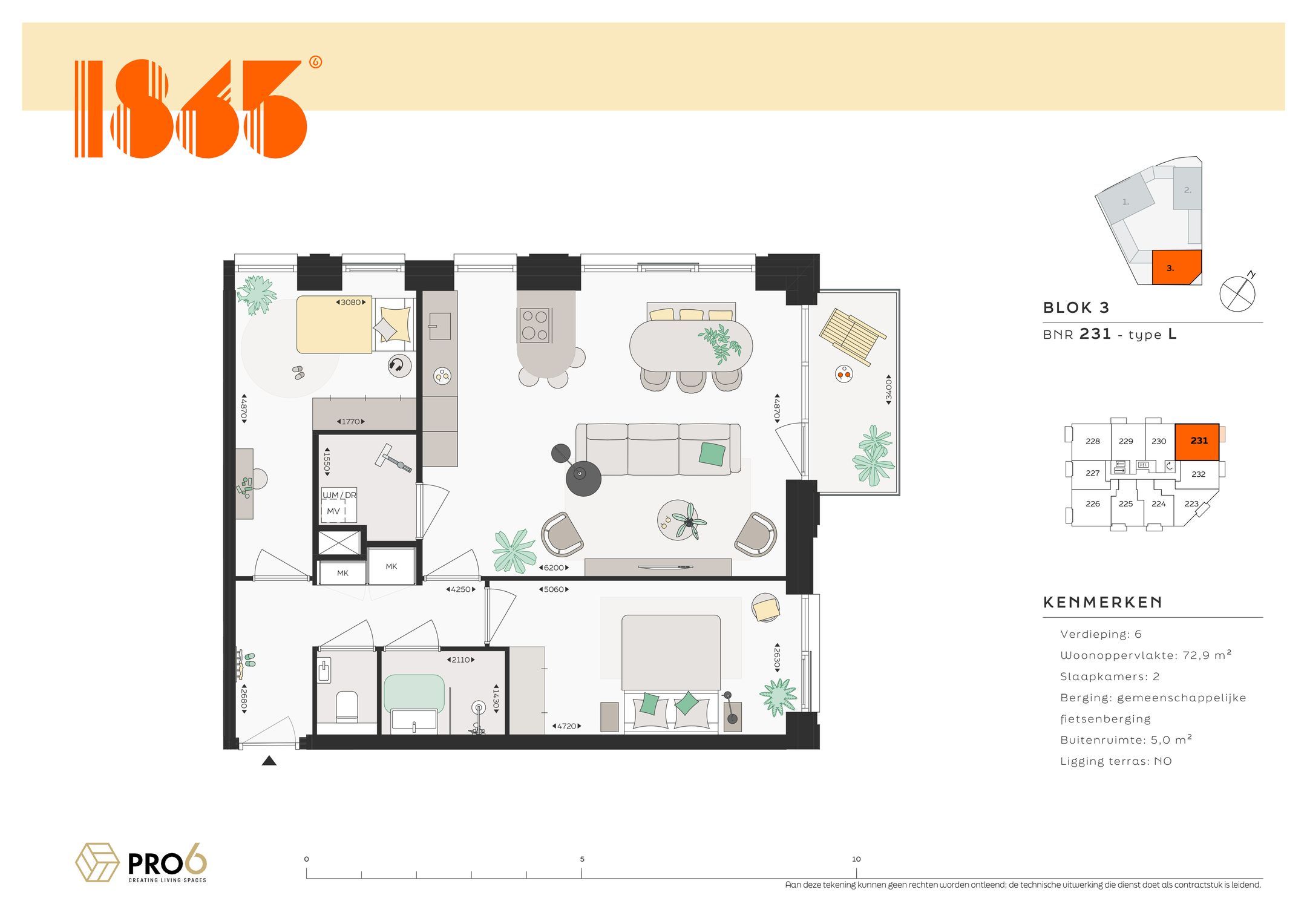 1865 - Blok 3 - 3kamer plus appartement BNR (Bouwnr. 231) Heerhugowaard - View 2