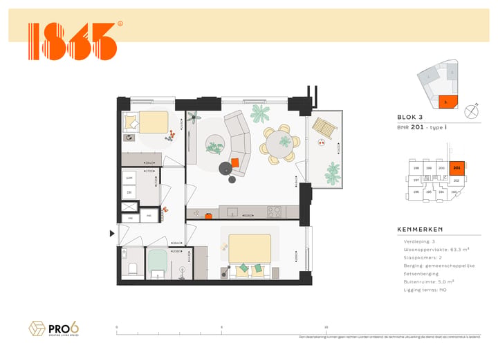 Foto 2 van 1865 - Blok 3 - 3-kamerappartement BNR (Bouwnr. 201)