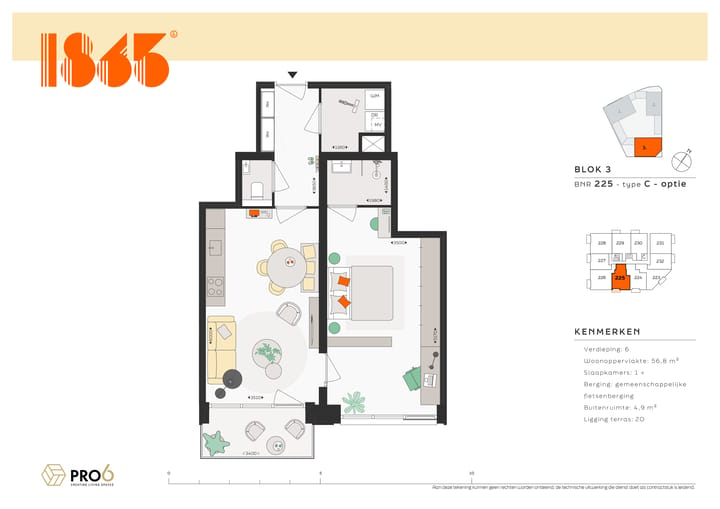 Foto 3 van 1865 -Blok 3 - 2-kamer plus appartement BNR (Bouwnr. 225)