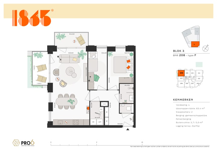 Foto 2 van 1865 - Blok 3 - 3-kamerappartement BNR (Bouwnr. 208)