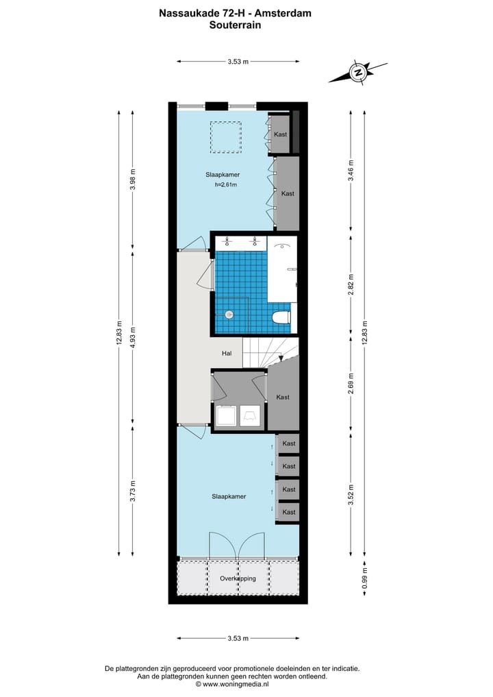 Plattegrond – Nassaukade 72 H, Amsterdam