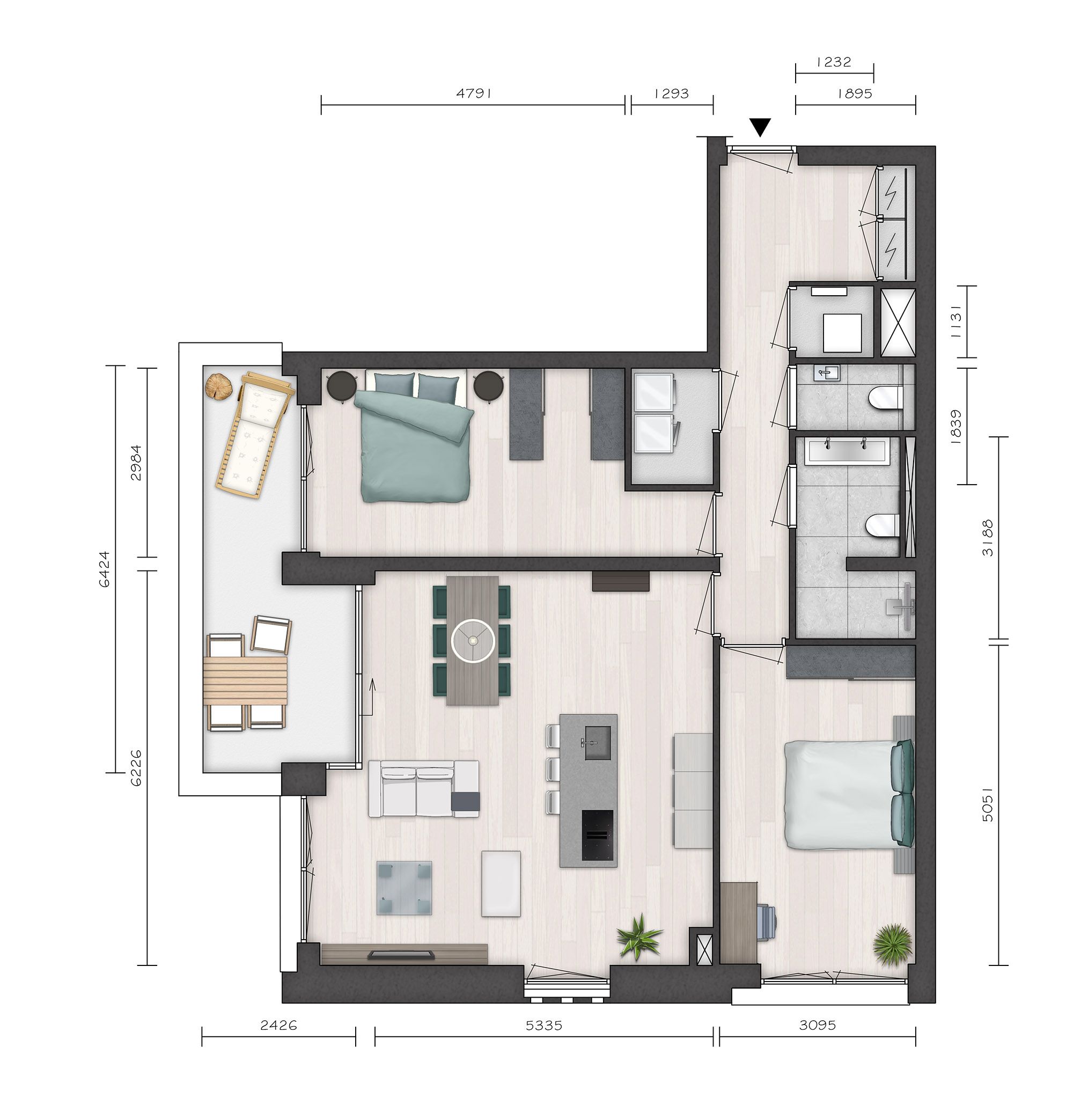 Foto 9 van Parkvilla 8 | 3 & 4 kamer appartement NORI (Bouwnr. 15)