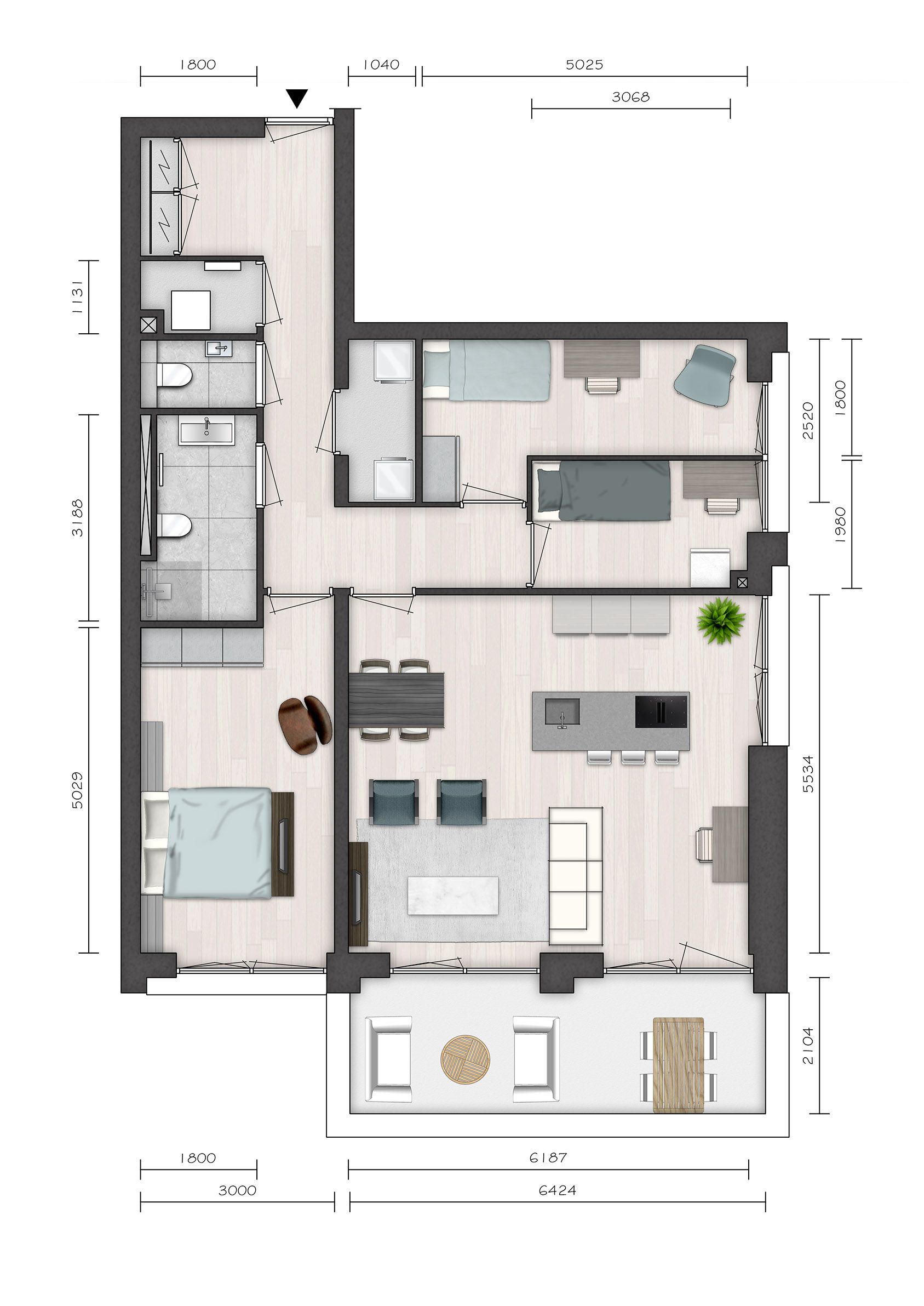 Foto 9 van Parkvilla 8 | 3 & 4 kamer appartement NORI (Bouwnr. 8)