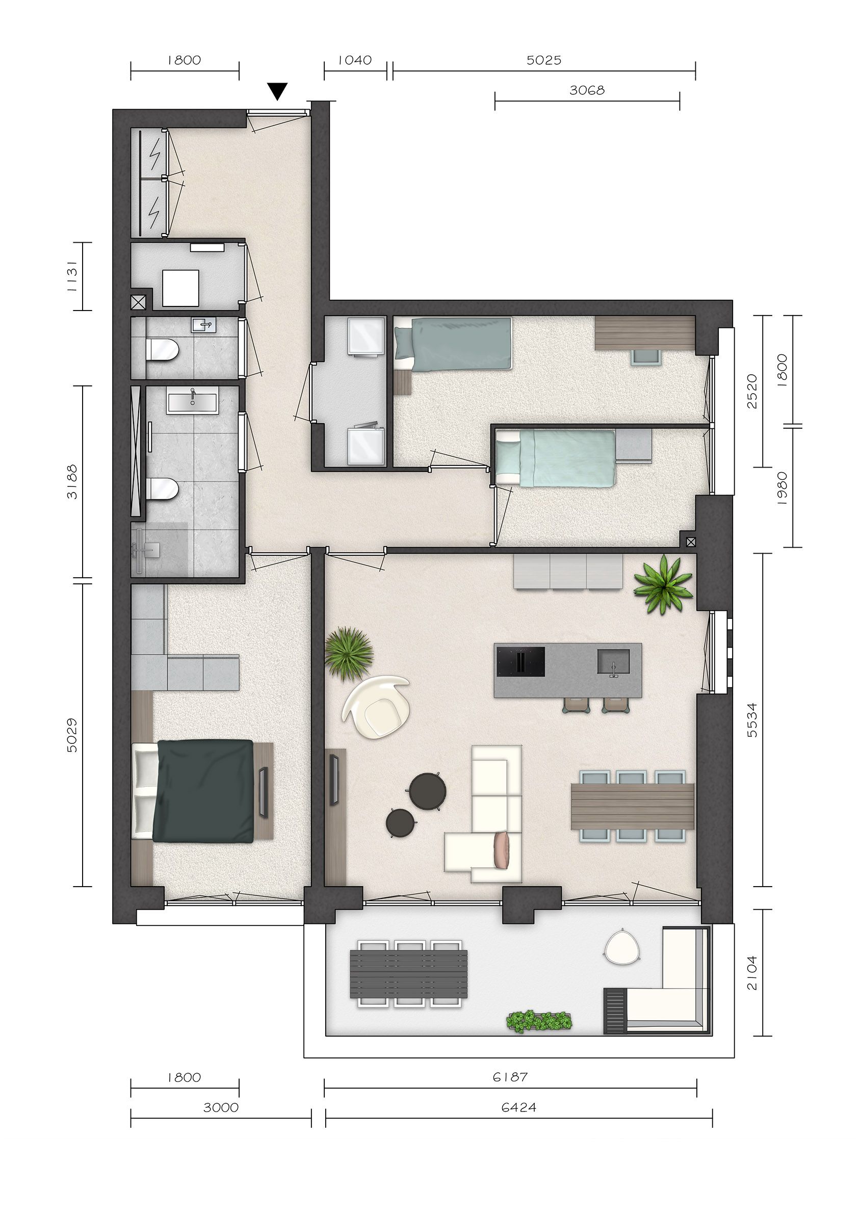 Foto 9 van Parkvilla 8 | 3 & 4 kamer appartement NORI (Bouwnr. 14)
