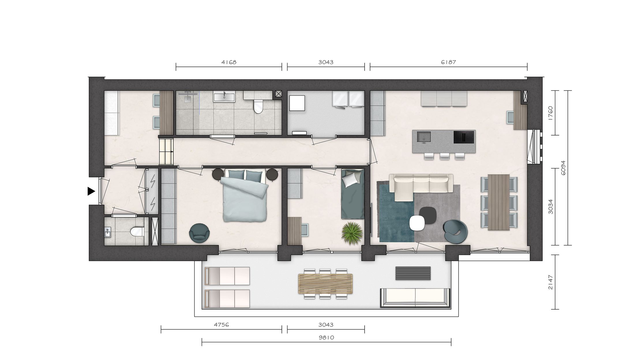 Foto 9 van Parkvilla 8 | 3 & 4 kamer appartement NORI (Bouwnr. 4)