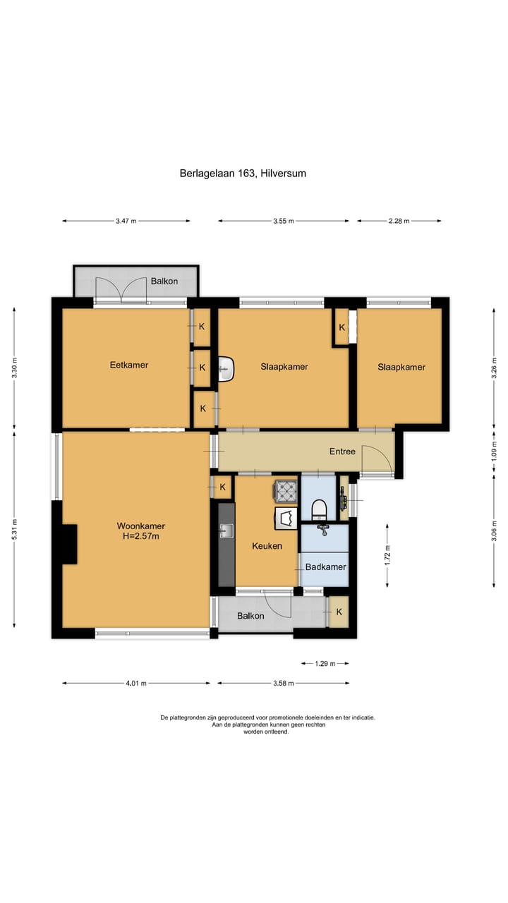 Appartement te koop: Berlagelaan 163, Hilversum