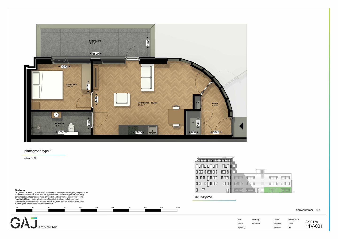 Foto 1 van Twee kamer Appartement (Bouwnr. 1)
