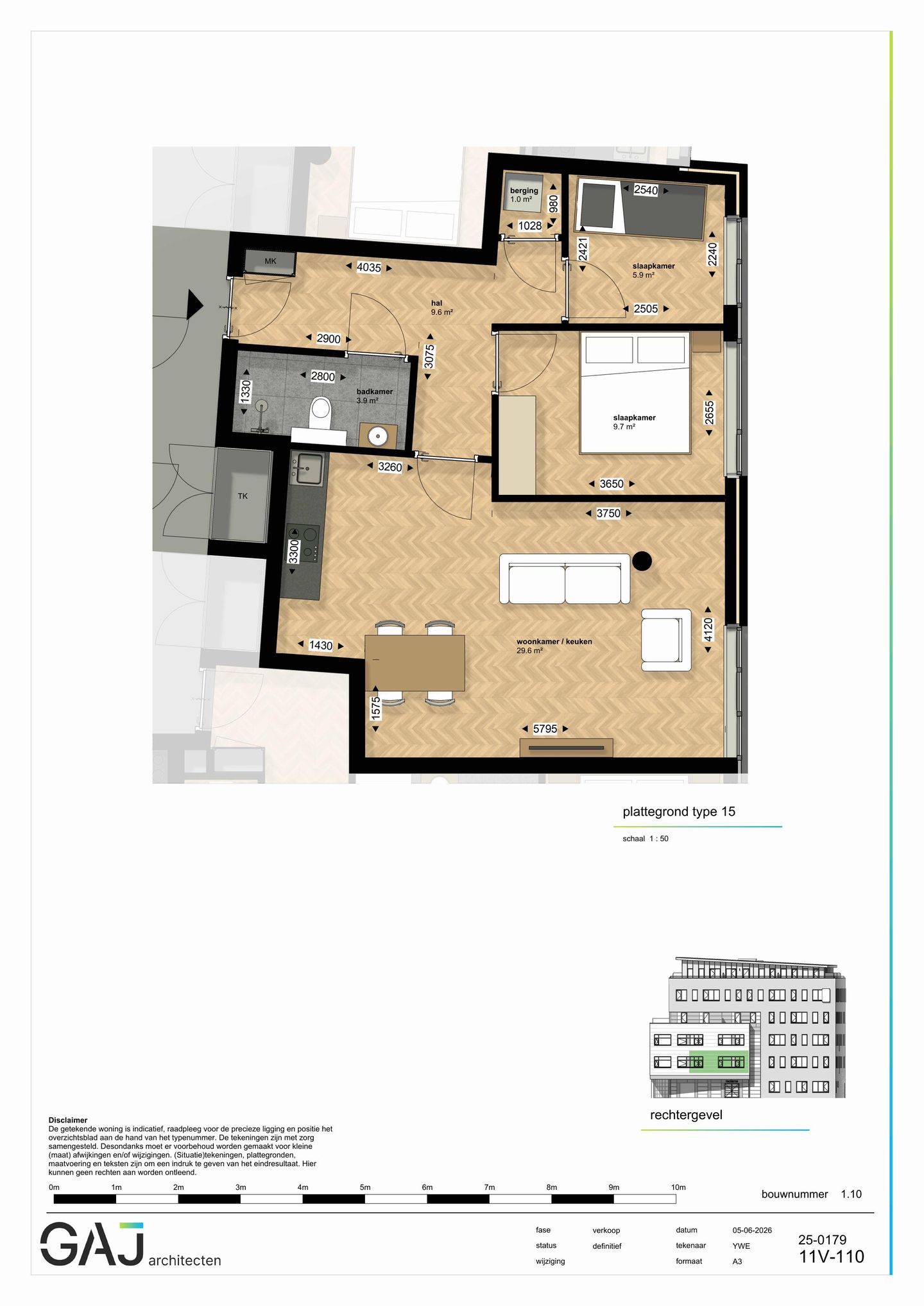 Foto 1 van Drie kamer appartement (Bouwnr. 14)