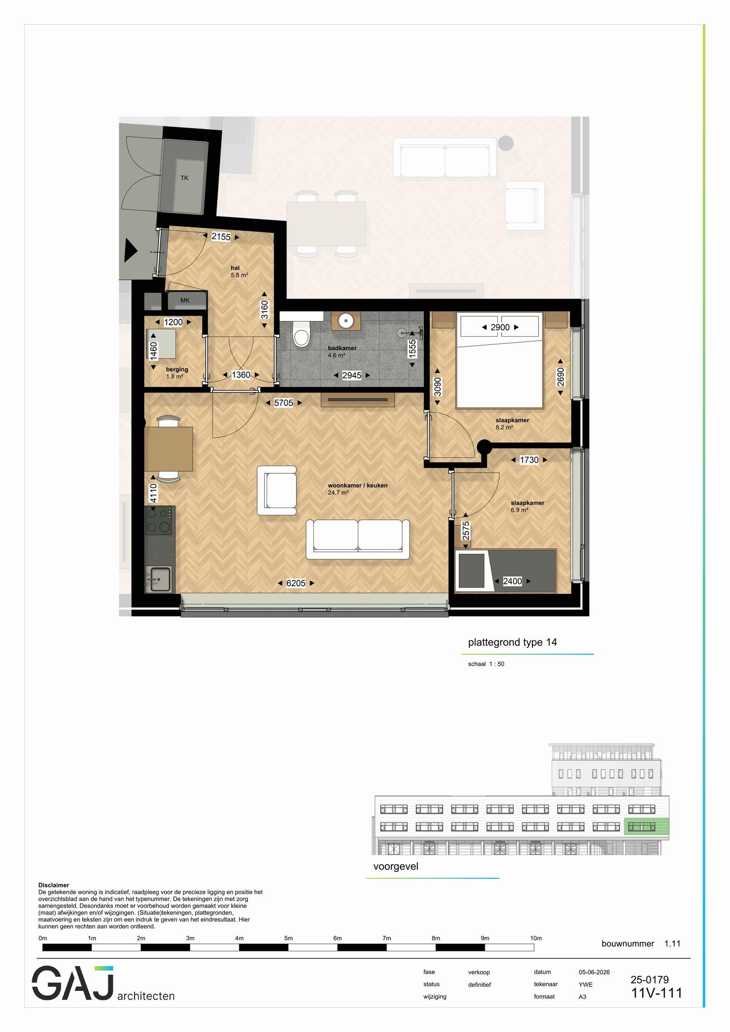 Foto 1 van Drie kamer appartement (Bouwnr. 31)