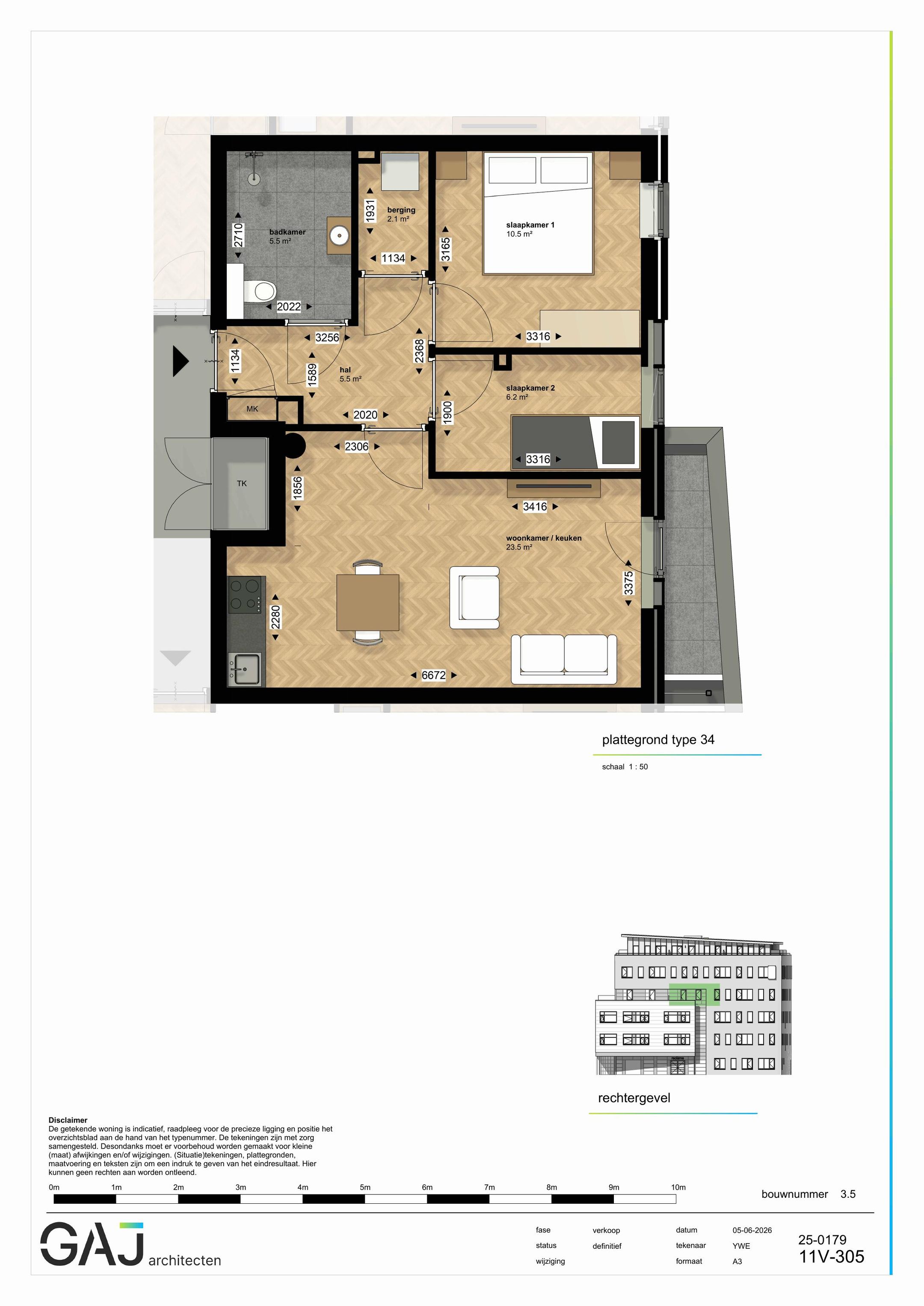 Drie kamer appartement (Bouwnr. 45) false
