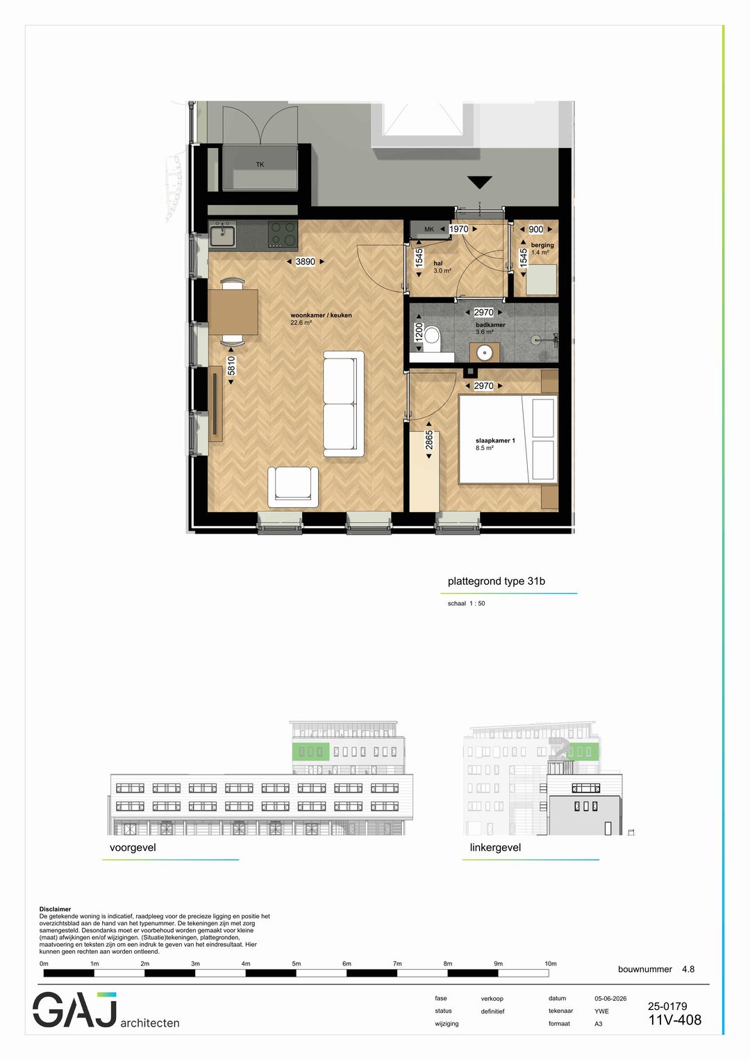 Foto 1 van Twee kamer appartement (Bouwnr. 50)