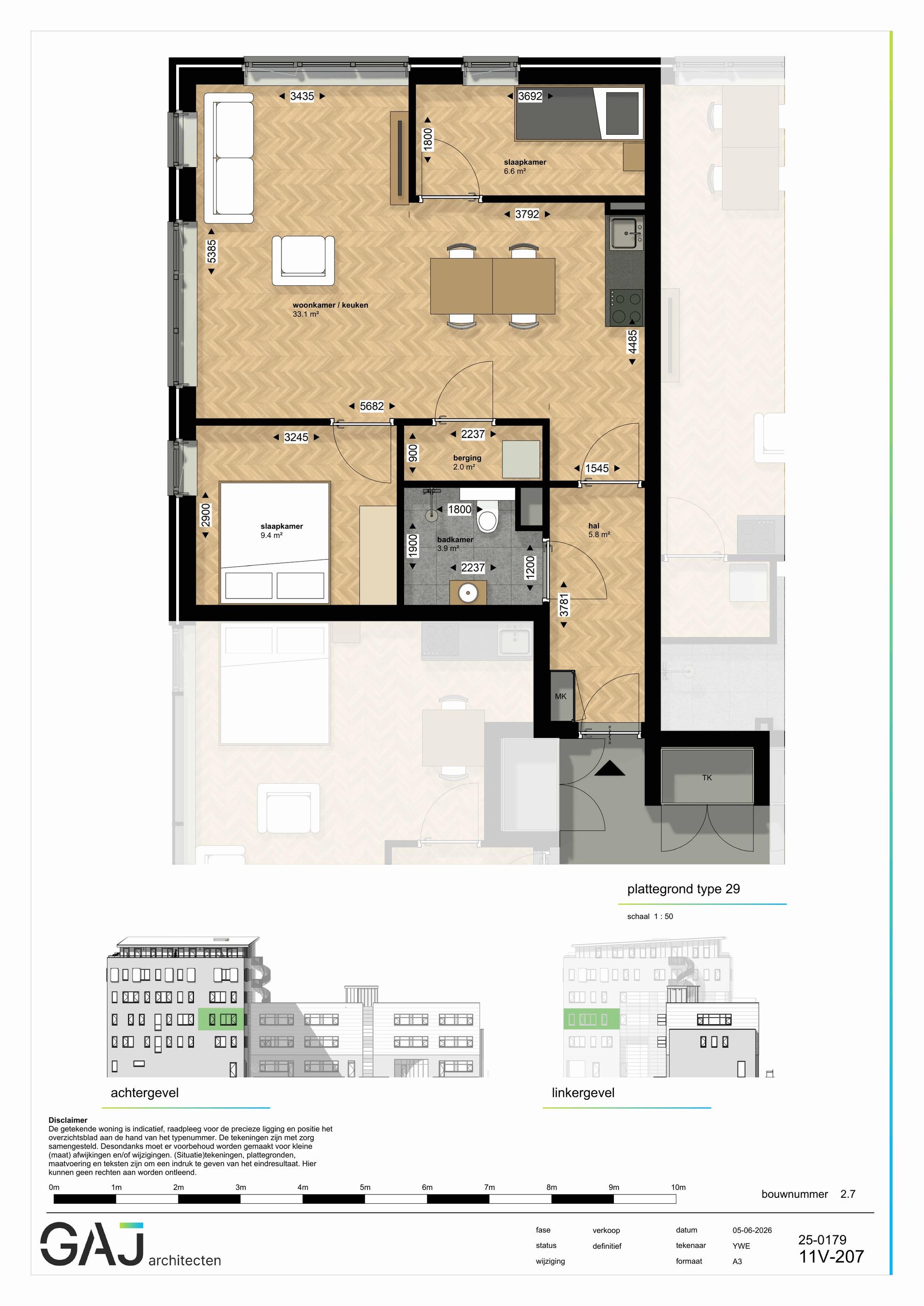 Drie kamer appartement (Bouwnr. 36)  false