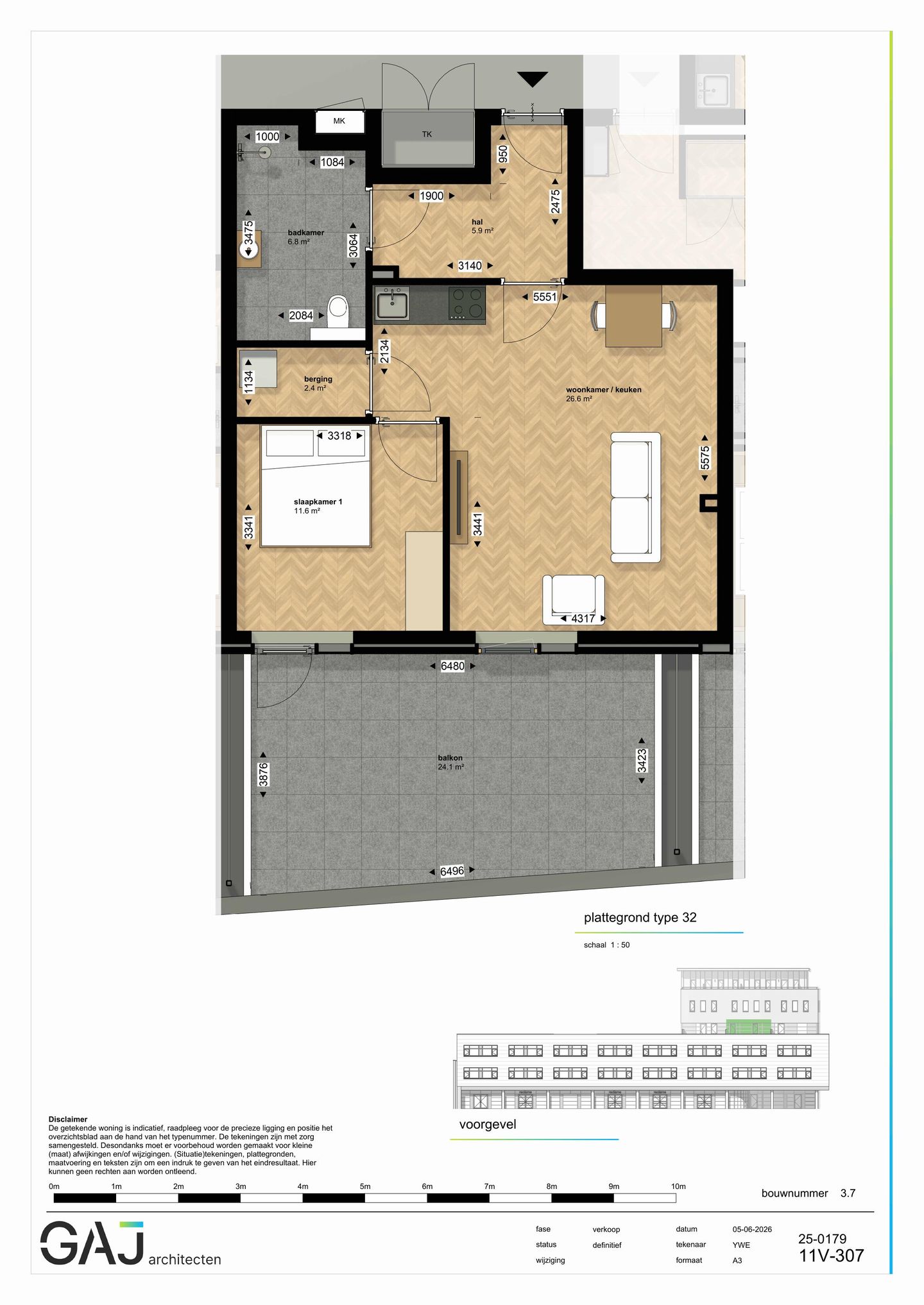 Foto 1 van Twee kamer appartement (Bouwnr. 43)