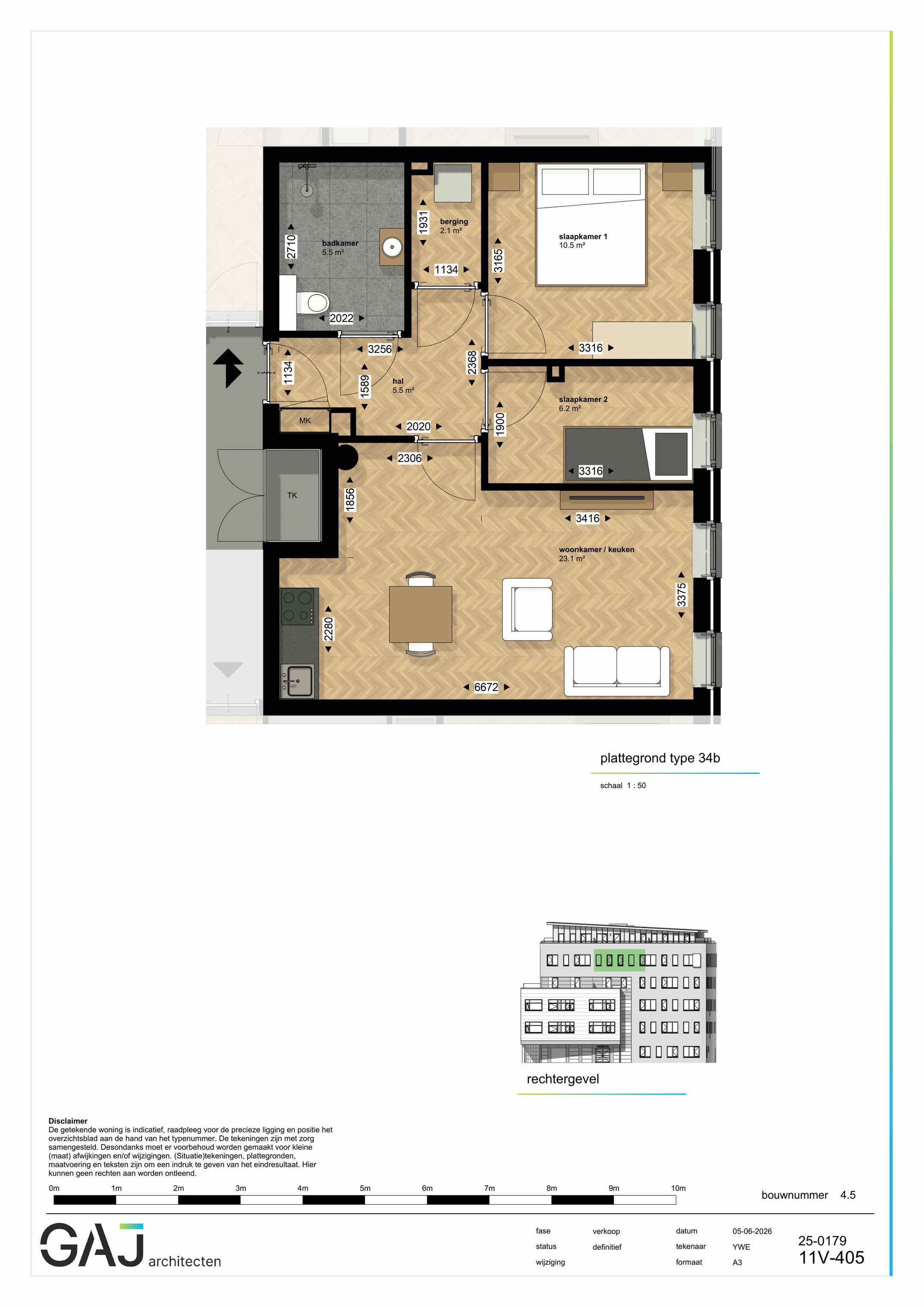 Drie kamer appartement (Bouwnr. 53)  false
