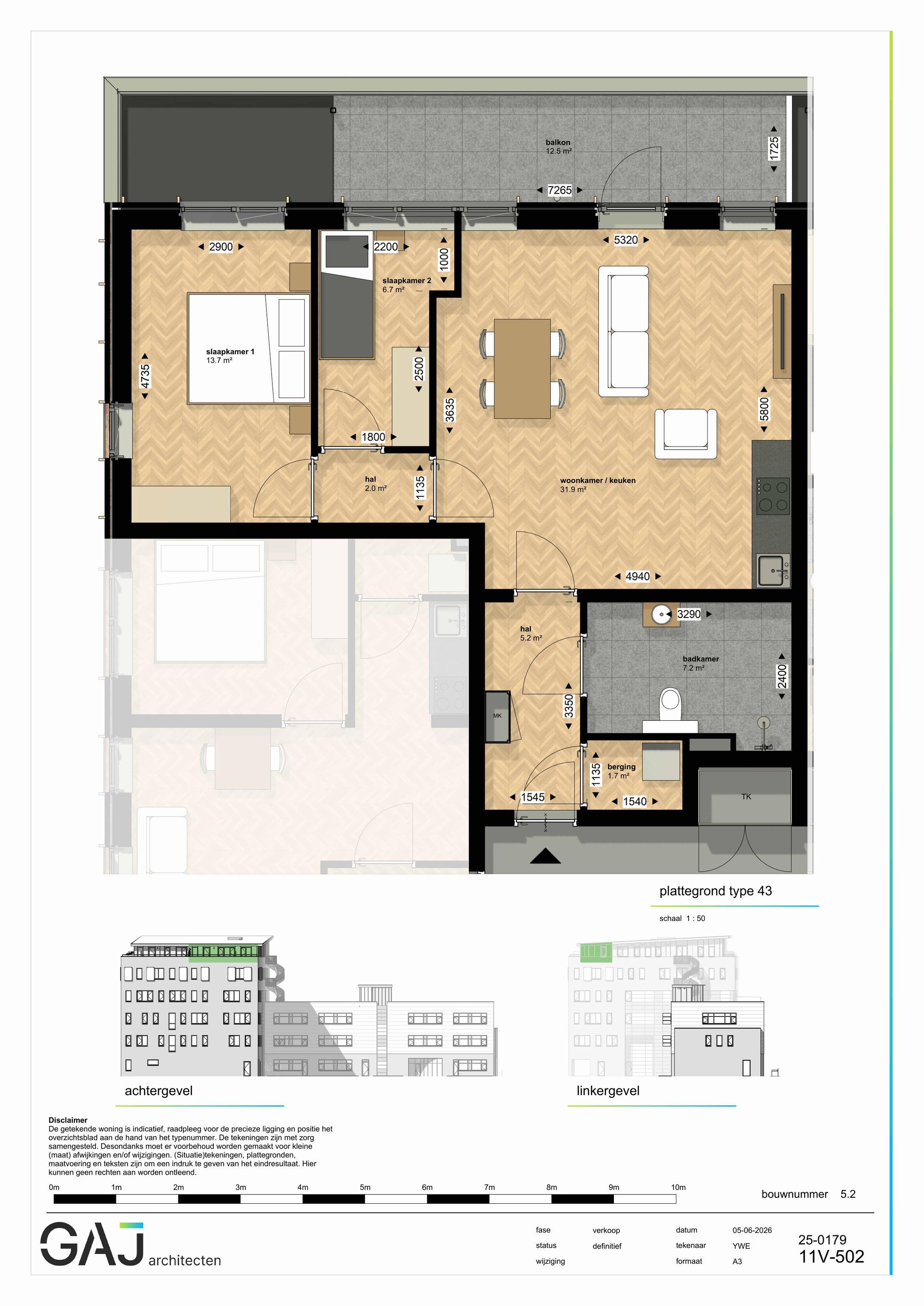 Drie kamer appartement (Bouwnr. 62)  false