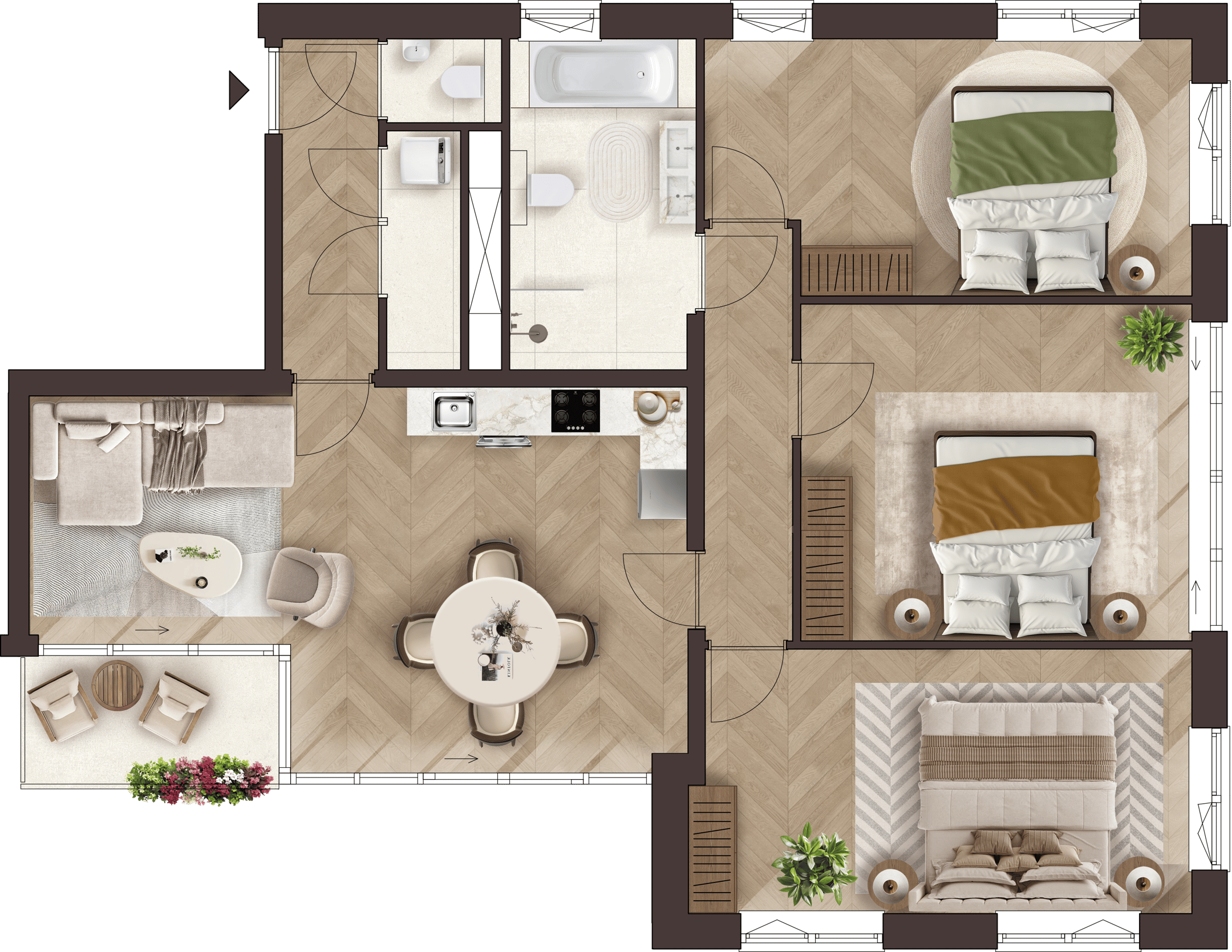 Foto 3 van 3-kamerappartement (Bouwnr. 2)