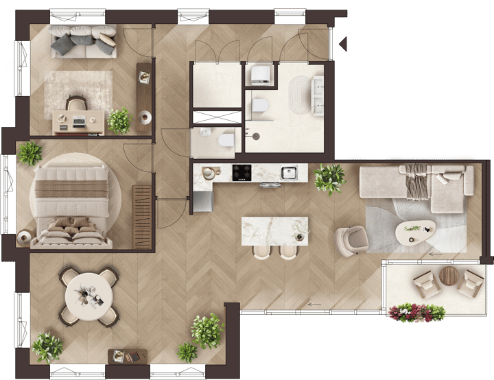 Foto 3 van 4-kamerappartement (Bouwnr. 1)