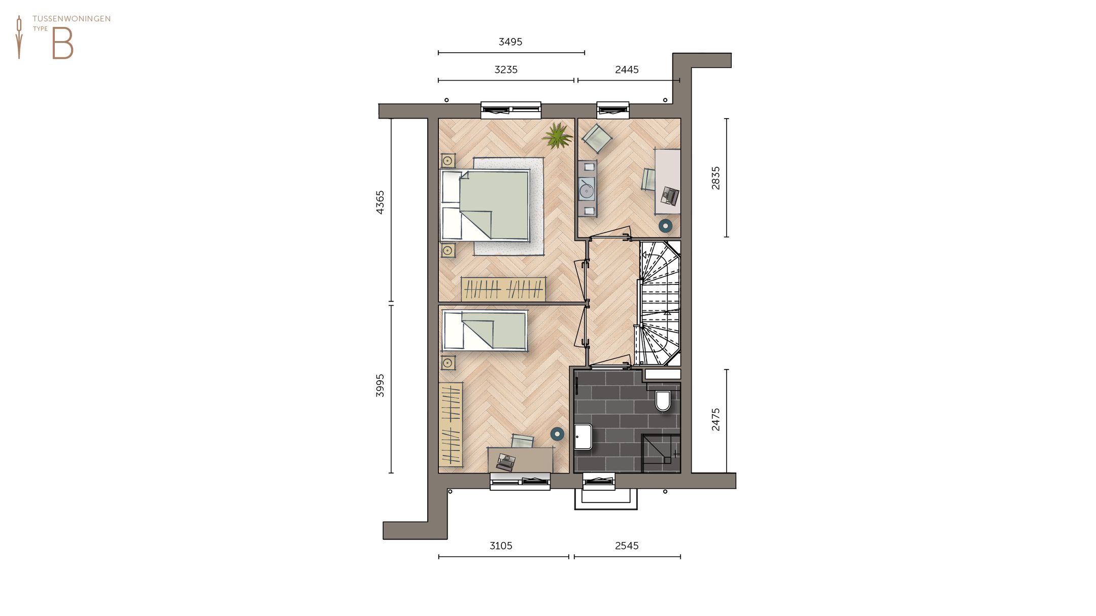 Foto 3 van Tussenwoning (Bouwnr. 13)