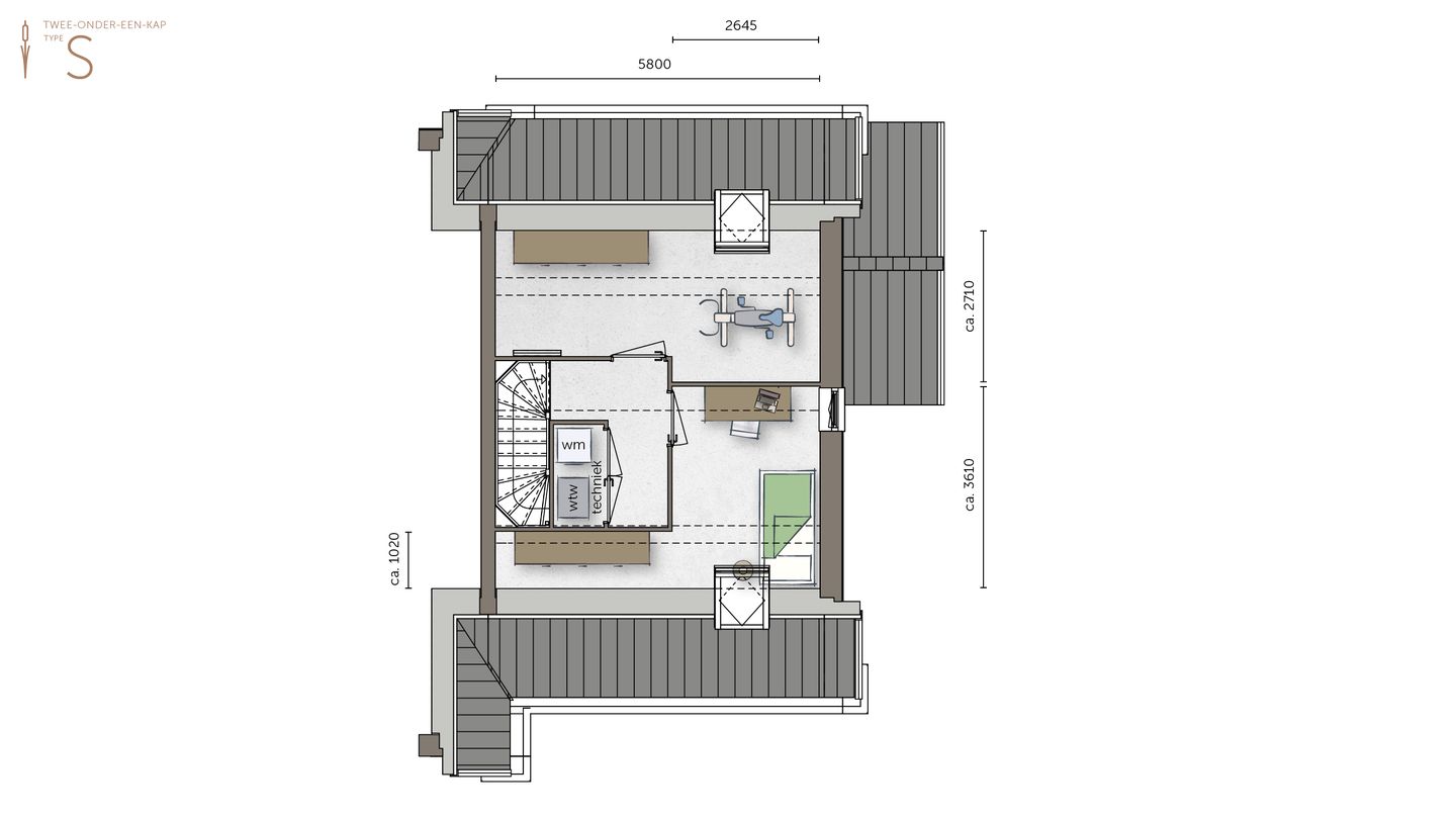 Foto 4 van Twee-onder-een-kapwoning type 1 (Bouwnr. 44)