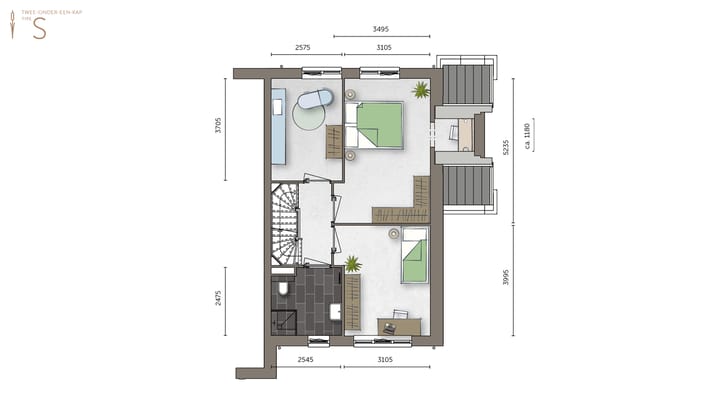 Foto 3 van Twee-onder-een-kapwoning type 1 (Bouwnr. 44)