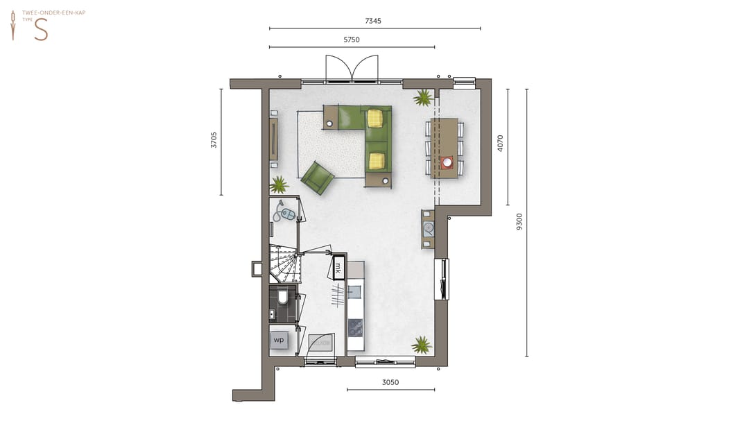 Foto 2 van Twee-onder-een-kapwoning type 1 (Bouwnr. 44)