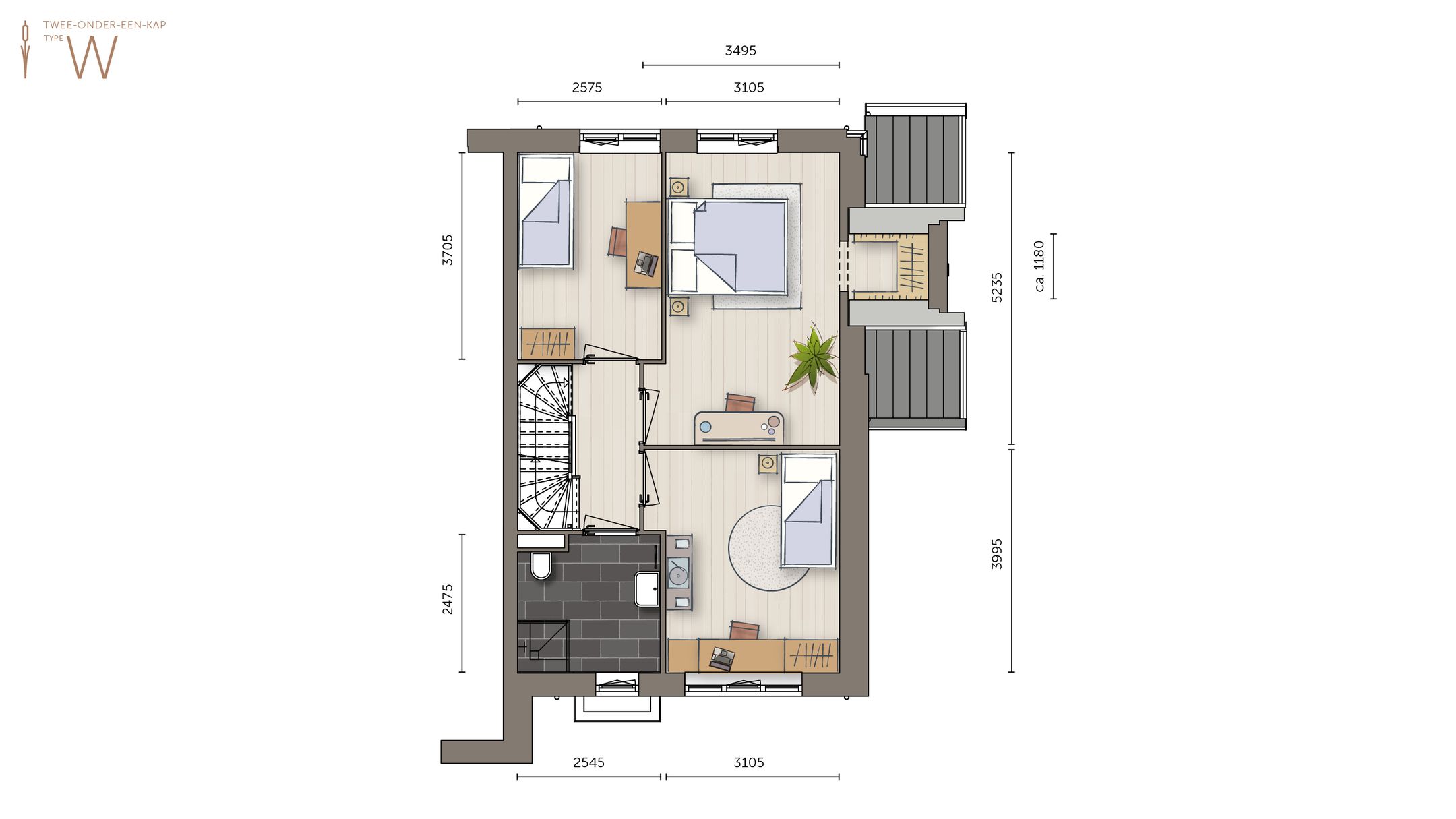 Foto 3 van Twee-onder-een-kapwoning type 1 (Bouwnr. 48)