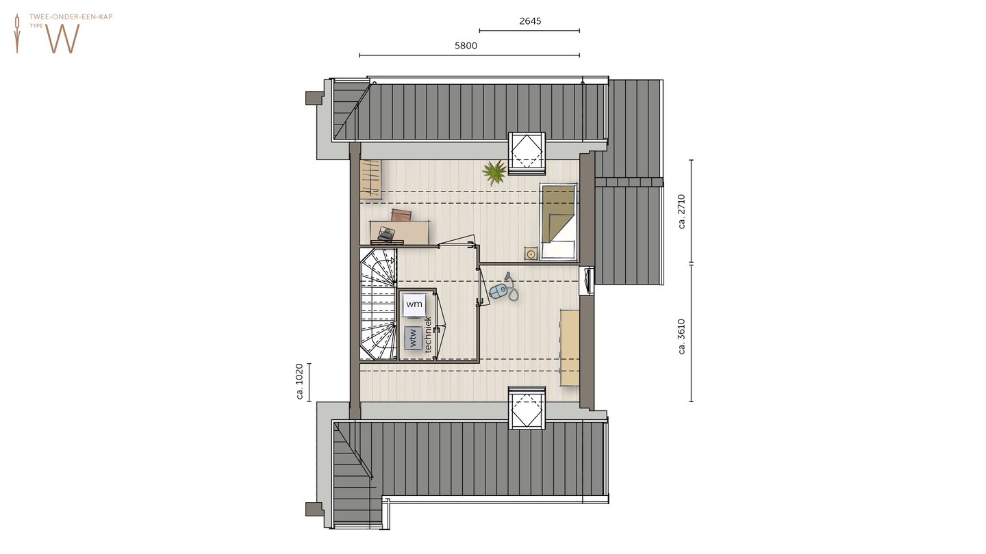 Foto 4 van Twee-onder-een-kapwoning type 1 (Bouwnr. 48)