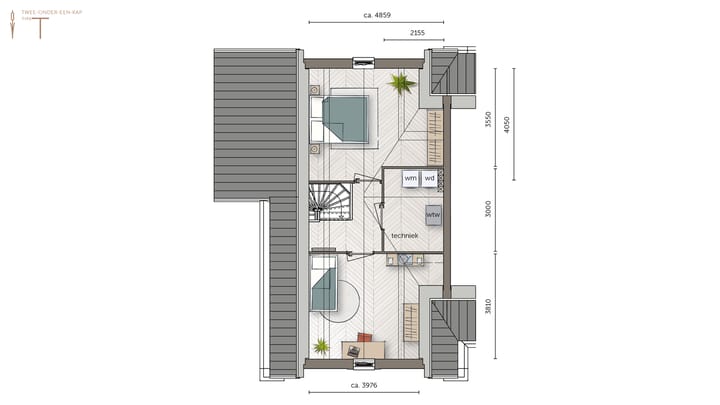 Foto 4 van Twee-onder-een-kapwoning type 2 (Bouwnr. 45)