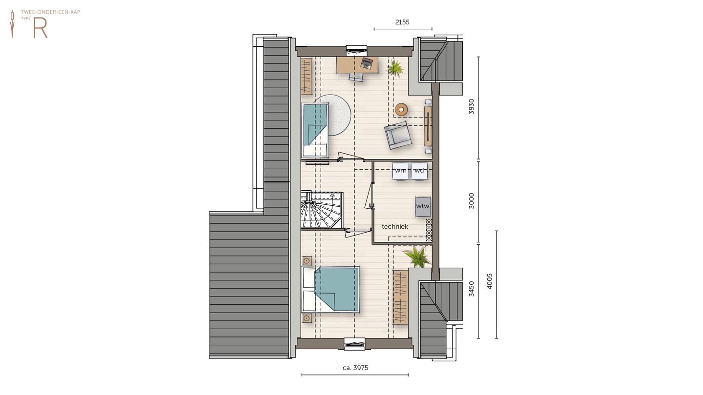 Foto 4 van Twee-onder-een-kapwoning type 2 (Bouwnr. 43)