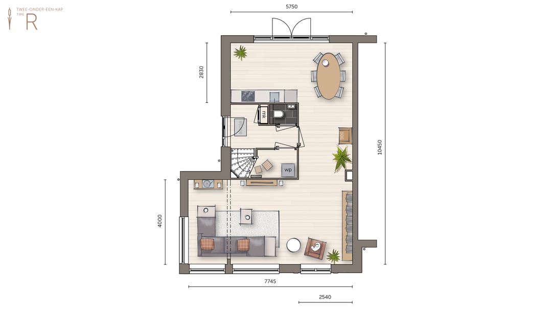 Foto 2 van Twee-onder-een-kapwoning type 2 (Bouwnr. 43)