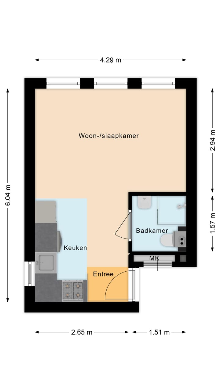 Studio te koop: Albert Cuypstraat 239-1V, Amsterdam