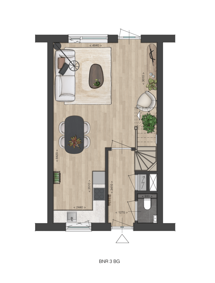Foto 3 van Tussenwoning (Bouwnr. 3)