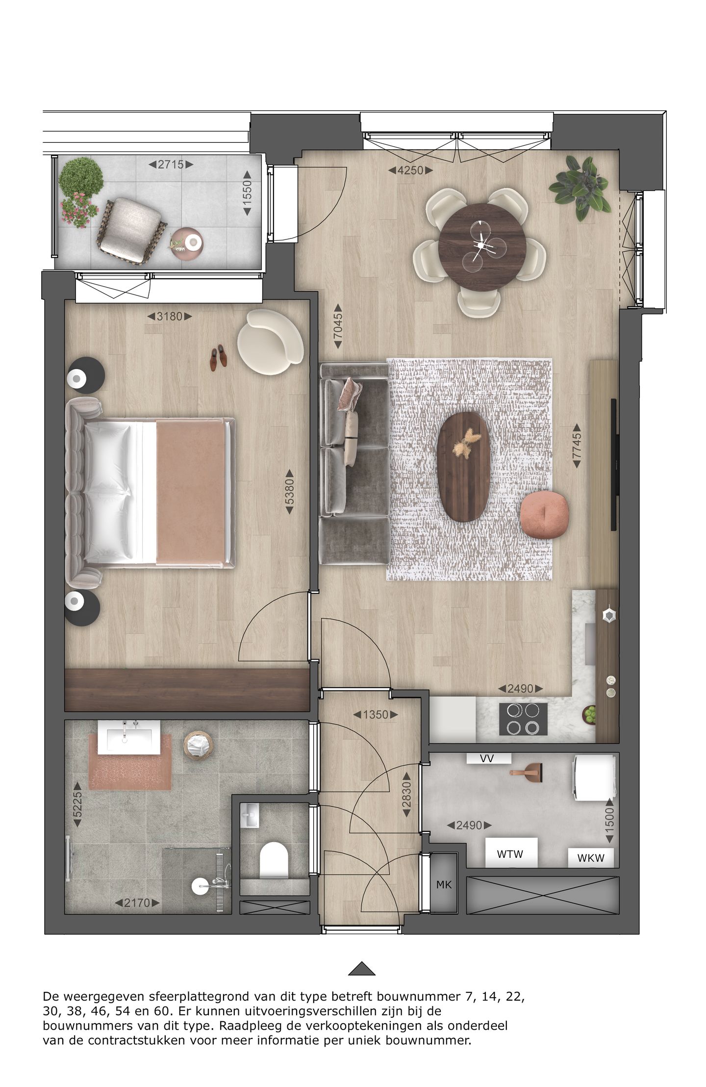 Foto 10 van 2-kamer appartement L (Bouwnr. 22)