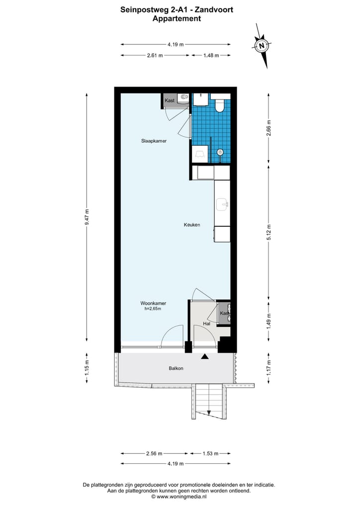 Studio te koop: Seinpostweg 2A1, Zandvoort