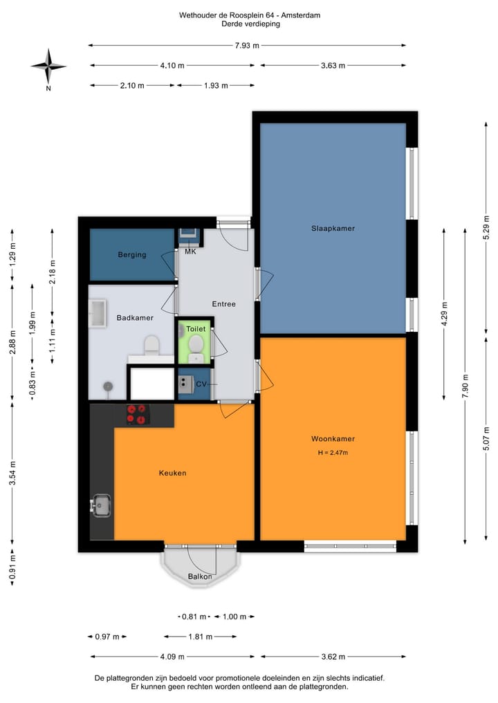 Studio te koop: Wethouder De Roosplein 64, Amsterdam