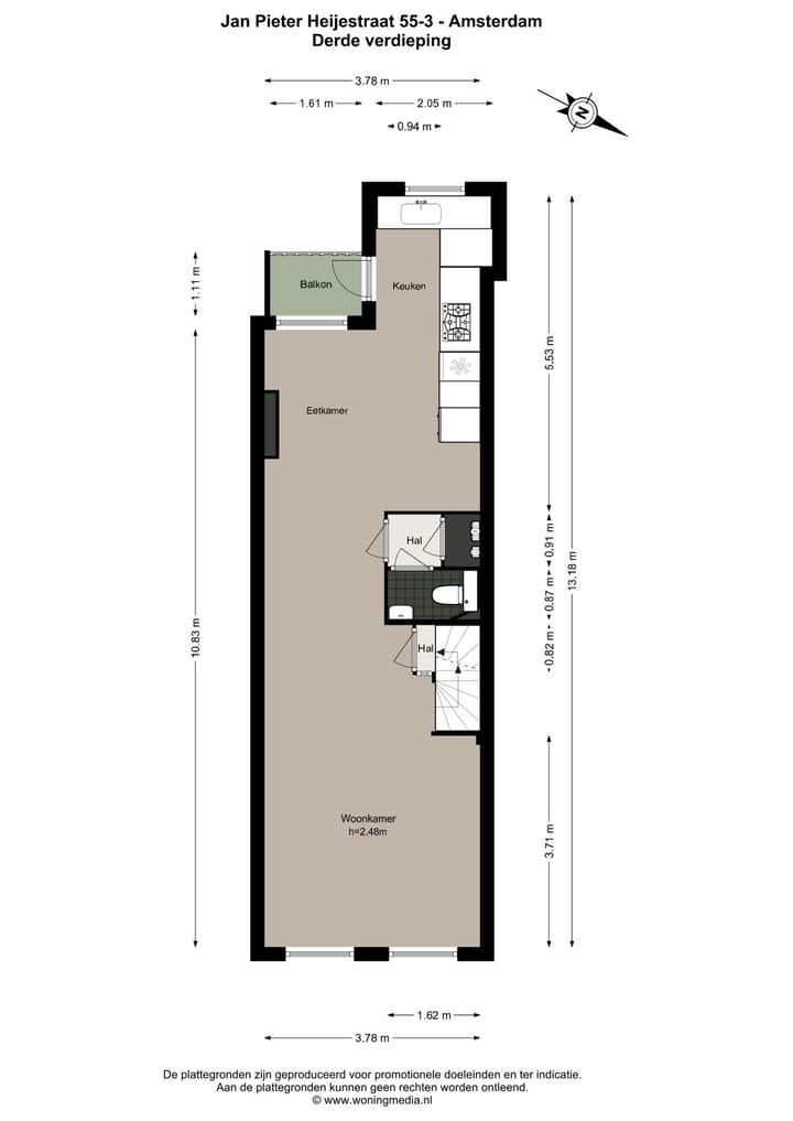 Studio te koop: Jan Pieter Heijestraat 55-3, Amsterdam