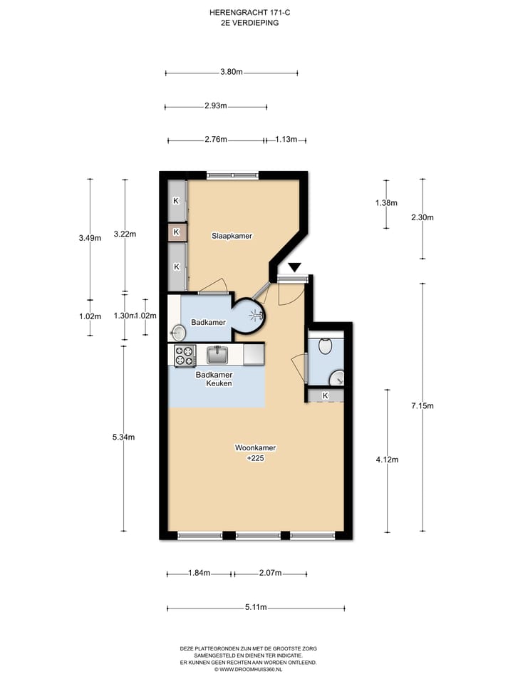 Studio te koop: Herengracht 171C, Amsterdam