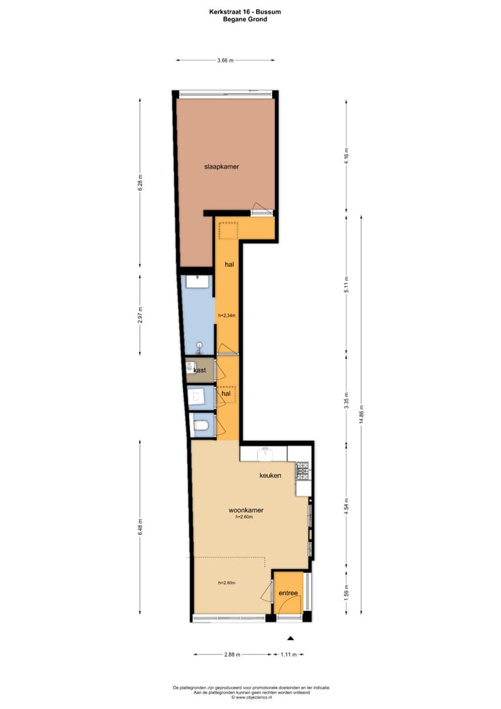 Tussenwoning te koop: Kerkstraat 16A, Bussum