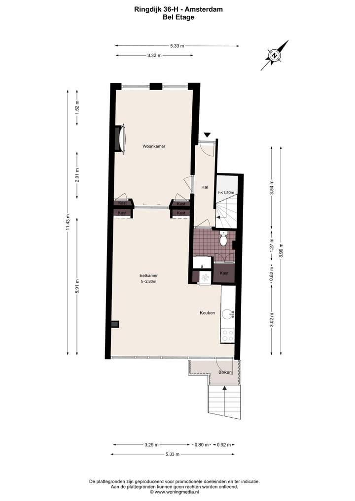 Appartement te koop: Ringdijk 36H, Amsterdam