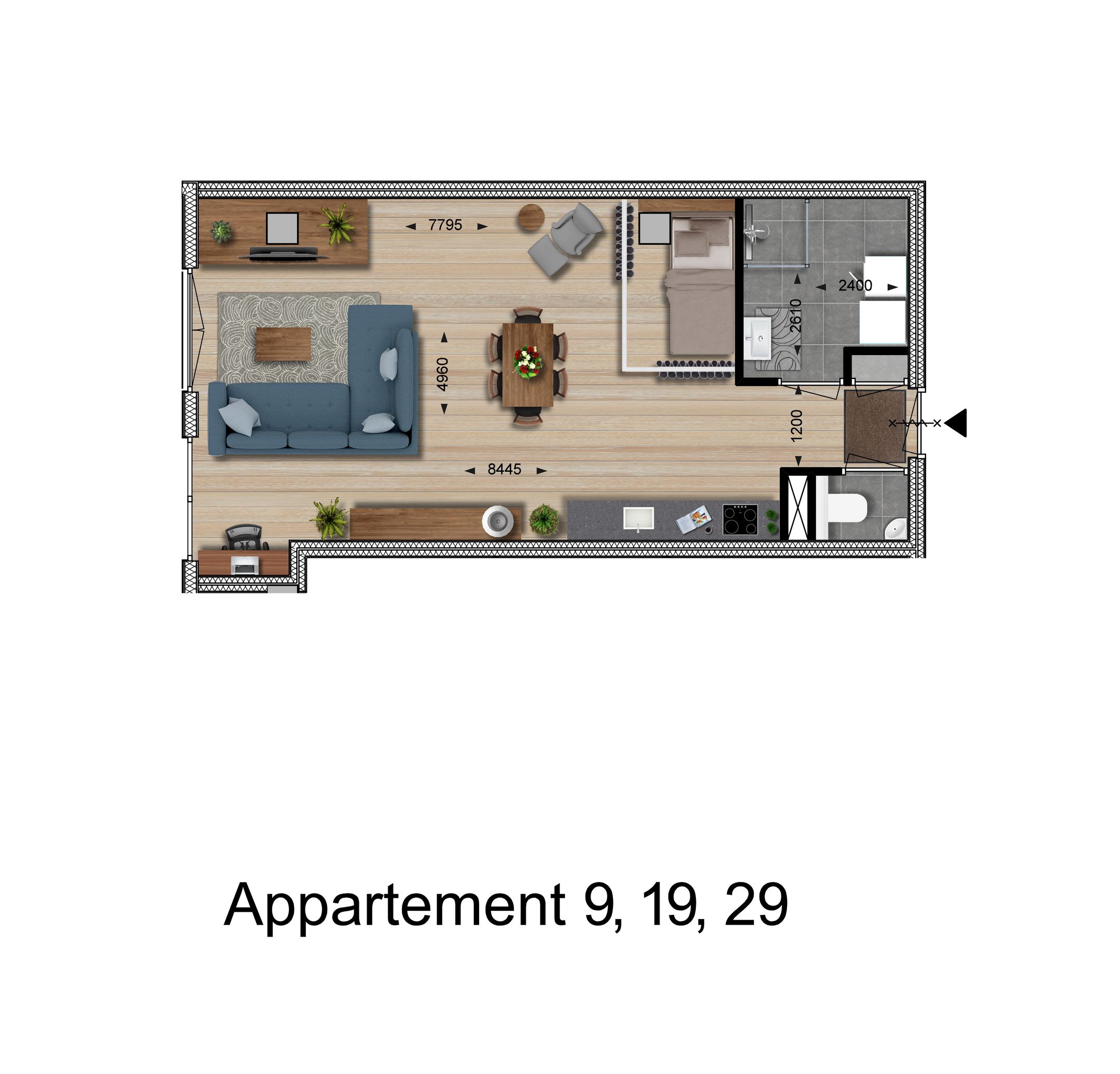 Foto 6 van 1-kamerappartement (Bouwnr. 29)