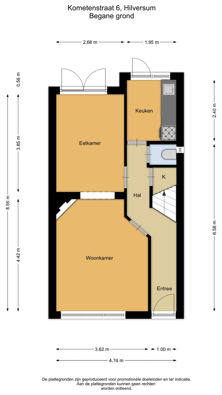 Tussenwoning te koop: Kometenstraat 6, Hilversum