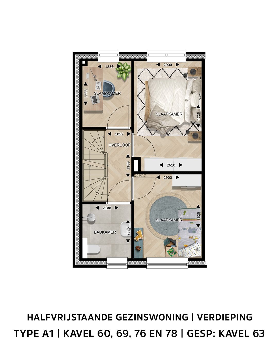 Foto 7 van Halfvrijstaande gezinswoningen Type A1 (Bouwnr. 78)