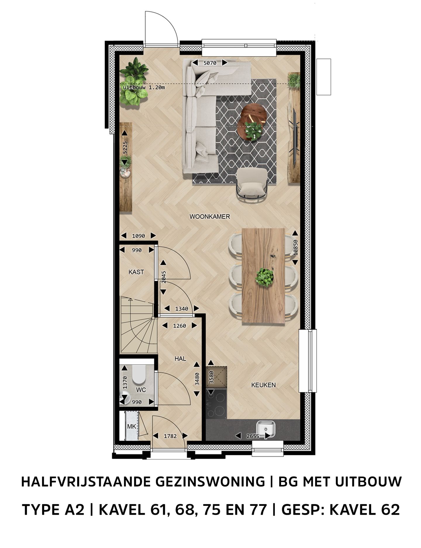 Foto 10 van Halfvrijstaande gezinswoningen Type A2 (Bouwnr. 61)