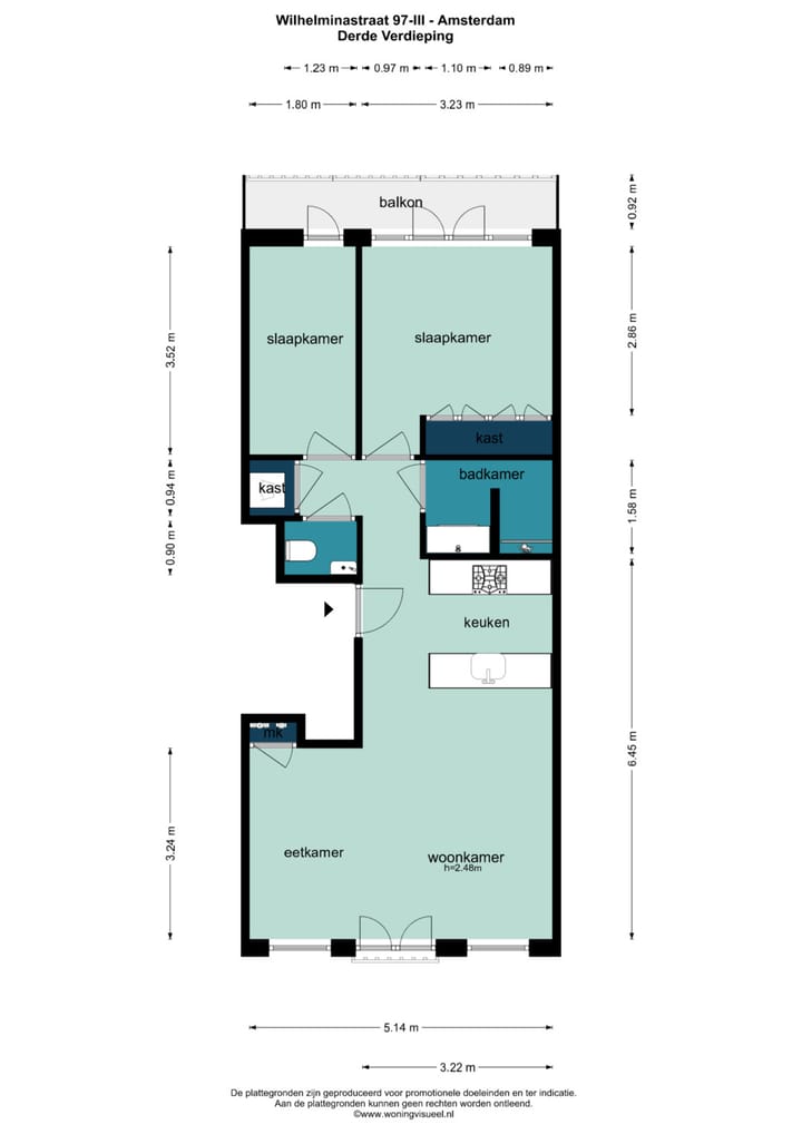 Appartement te koop: Wilhelminastraat 97-3, Amsterdam