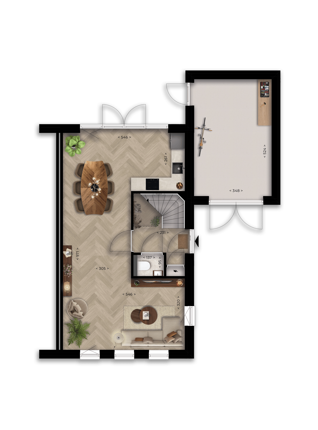 Foto 2 van 2^1-kapwoning type G (Bouwnr. G1)
