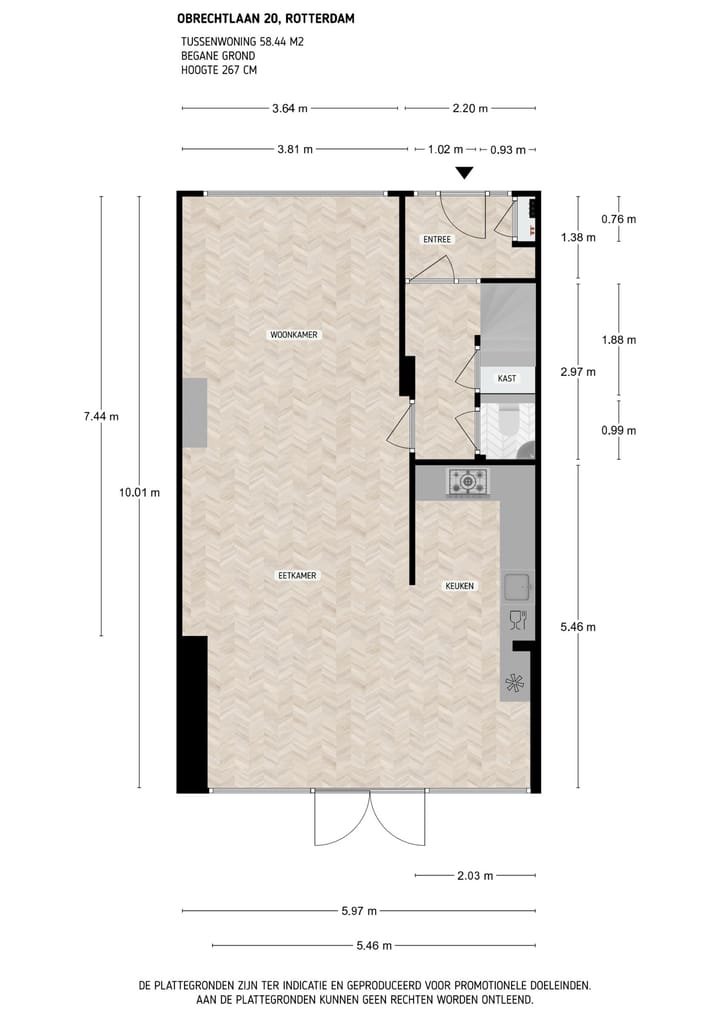Tussenwoning te koop: Obrechtlaan 20, Rotterdam