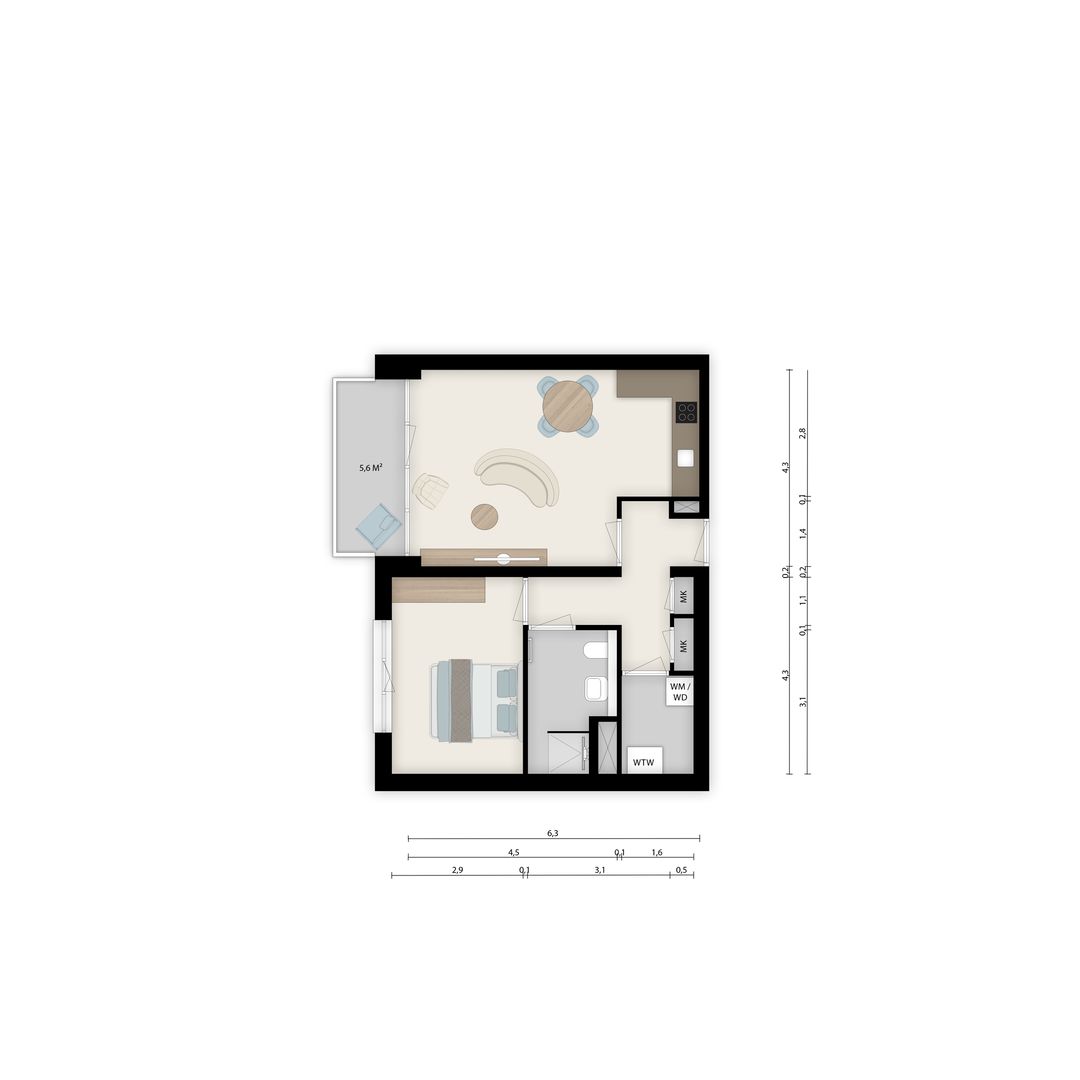 Photo 8 of 2-Kamer appartement (Bouwnr. 403178)