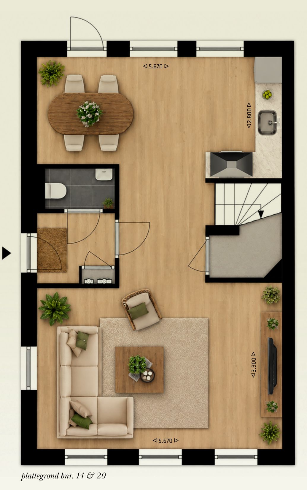 Foto 4 van Twee-onder-één-kapwoning gezinsvariant (Bouwnr. 14)