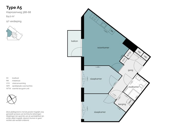 Appartement te huur: Klaprozenweg 36B68, Amsterdam