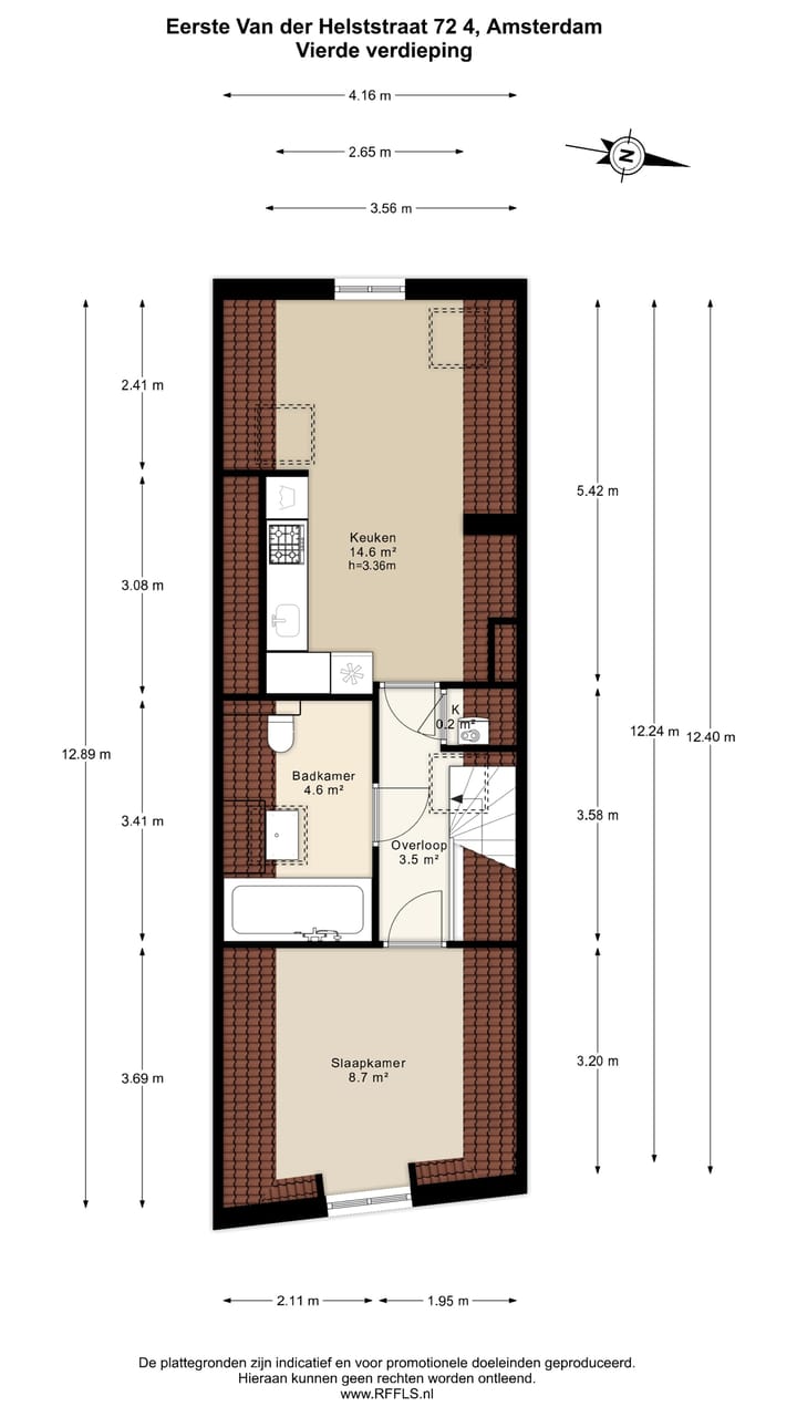 Studio te koop: Eerste van der Helststraat 72-4, Amsterdam